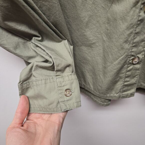 C&C California Womens Safari Shirt Army Green Button Front LS sz Lg 100% Cotton - Picture 3 of 6